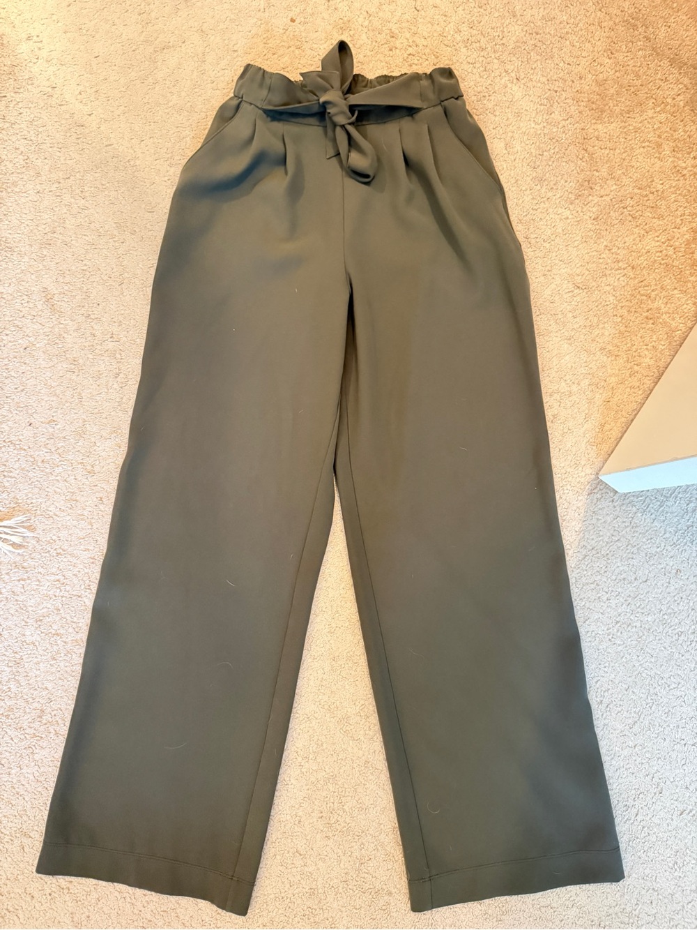 Lululemon Tie-Waist Olive Wide-Leg Pants